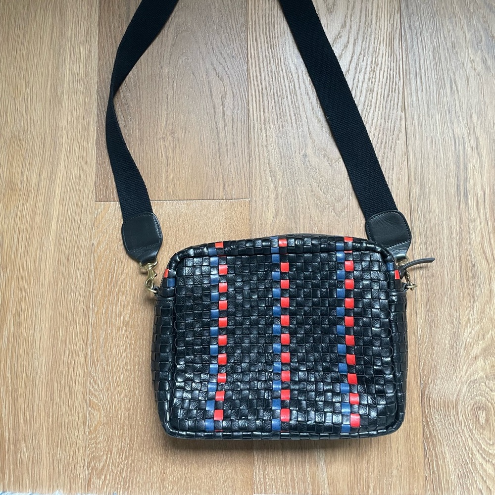 Clare V Marisol - Stylish Black and Red Woven Crossbody Bag